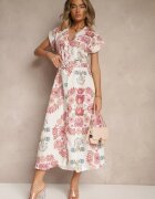 pretty Rochie Cămașă Roz din Viscoză cu o Cureaua Suplimentară Nitapinia