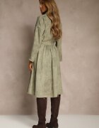 pretty Rochie Cămașă Verde cu Curea cu Cataramă și Buzunar Parmio