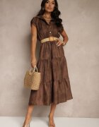 pretty Rochie Maro cu Nasturi și Curea din Împletitură Fillona
