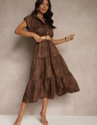 pretty Rochie Maro cu Nasturi și Curea din Împletitură Fillona