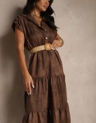 pretty Rochie Maro cu Nasturi și Curea din Împletitură Fillona
