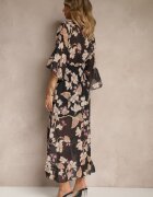 pretty Rochie Neagră Asimetrică din Bumbac cu Decolteu Petrecut și Cordon Legat Nitilira