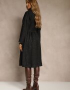pretty Rochie Neagră tip Cămașă cu Curea cu Cataramă și Buzunar Parmio