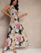 pretty Rochie Plisată Neagră cu legătură și cordon cu cataramă Nitolia