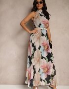 pretty Rochie Plisată Neagră cu legătură și cordon cu cataramă Nitolia