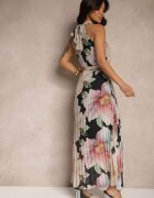 pretty Rochie Plisată Neagră cu legătură și cordon cu cataramă Nitolia