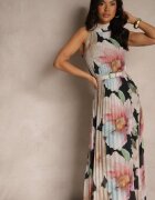 pretty Rochie Plisată Neagră cu legătură și cordon cu cataramă Nitolia