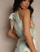 pretty Rochie Plisată Verde cu Cordon și Curea cu Cataramă Nitolia