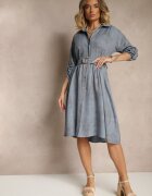 pretty Rochie tip cămașă albastră cu curea cu cataramă și buzunar Parmio