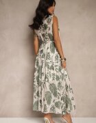 pretty Rochie Verde cu viscoză cu decolteu petrecut și curea legată Natisolve