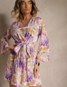 pretty Salopetă Tip plic Violet cu cordon și mâneci evazate Telurea