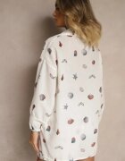 pretty Set Alb cu Viscoză Cămașă și Pantaloni scurți cu Imprimeu Marin Reisoria