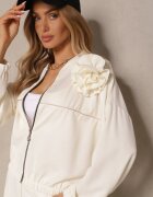pretty Set de trening Bej deschis cu Viscoză Pantaloni cu croială largă și Bluză cu Broșă Redaella