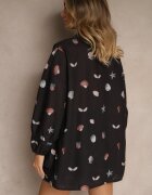 pretty Set Negru din Viscoză Cămașă și Pantaloni scurți cu imprimeu marin Reisoria