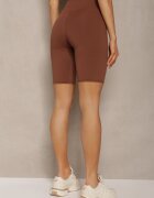 queene Pantaloni scurți Colanți Maro Talie înaltă din Material elastic Nanestia