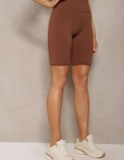 queene Pantaloni scurți Colanți Maro Talie înaltă din Material elastic Nanestia