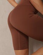 queene Pantaloni scurți Colanți Maro Talie înaltă din Material elastic Nanestia