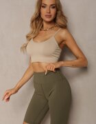 queene Pantaloni scurți de ciclism Verde închis High Waist din material elastic Nanestia