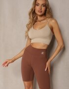queene Pantaloni scurți tip colanți Maro Elastici Talie înaltă Meania
