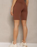 queene Pantaloni scurți tip colanți Maro Elastici Talie înaltă Meania