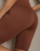 queene Pantaloni scurți tip colanți Maro Elastici Talie înaltă Meania