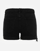 r.display Pantaloni scurți negri din denim cu adaos de bumbac talie înaltă cu rupturi pe picioare Vimalen