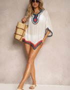 r&f fashion Bluză Albă Tip Narzută în Stil Boho cu Mânecă 3/4 Dimiara