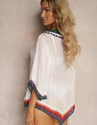 r&f fashion Bluză Albă Tip Narzută în Stil Boho cu Mânecă 3/4 Dimiara