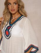 r&f fashion Bluză Albă Tip Narzută în Stil Boho cu Mânecă 3/4 Dimiara