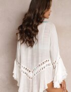 r&f fashion Cardigan Asimetric Alb cu Inserții Ajurate și Volane Hirisa
