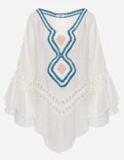 r&f fashion Cardigan Asimetric Alb cu Inserții Ajurate și Volane Hirisa