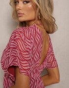 r&f fashion Mini Rochie Roșie cu Volan cu Croială Tip Liliac cu Decolteu Triunghiular și Șireturi Beinnase