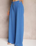 r&f fashion Pantaloni albaștri stil Aladdin cu talie înaltă finisați cu elastic în talie Riselma
