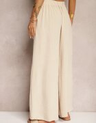 r&f fashion Pantaloni Bej în stil Aladdin High Waist Finisați cu elastic în talie Riselma