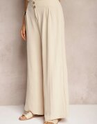 r&f fashion Pantaloni Bej în stil Aladdin High Waist Finisați cu elastic în talie Riselma
