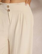 r&f fashion Pantaloni Bej în stil Aladdin High Waist Finisați cu elastic în talie Riselma
