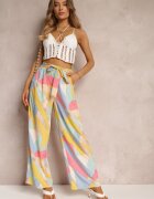 r&f fashion Pantaloni Bej Largi cu Legătură Sanitis