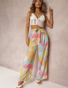r&f fashion Pantaloni Bej Largi cu Legătură Sanitis
