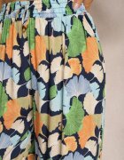 r&f fashion Pantaloni largi albastru-marin și albastru din viscoză cu talie înaltă cu flori cu elastic în talie Dennea