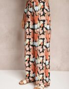 r&f fashion Pantaloni lărgi portocaliu-negru din viscoză cu talie înaltă cu flori cu elastic în talie Dennea