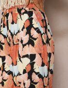 r&f fashion Pantaloni lărgi portocaliu-negru din viscoză cu talie înaltă cu flori cu elastic în talie Dennea