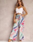 r&f fashion Pantaloni Mentă cu picioare largi și elastic cu cordon în talie Maselia