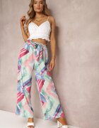 r&f fashion Pantaloni Mentă cu picioare largi și elastic cu cordon în talie Maselia
