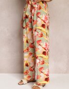r&f fashion Pantaloni Mentă-Roșii Lari cu flori Alirria