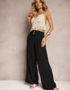 r&f fashion Pantaloni Negre în stil Aladdin High Waist Finisați cu elastic în talie Riselma