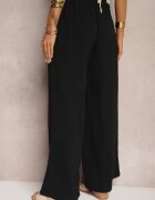 r&f fashion Pantaloni Negre în stil Aladdin High Waist Finisați cu elastic în talie Riselma