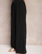 r&f fashion Pantaloni Negre în stil Aladdin High Waist Finisați cu elastic în talie Riselma