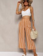r&f fashion Pantaloni Portocalii Largi cu elastic în talie și imprimeu cu dungi Jamiena