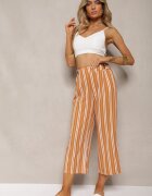 r&f fashion Pantaloni Portocalii Largi cu elastic în talie și imprimeu cu dungi Jamiena