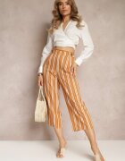 r&f fashion Pantaloni Portocalii Largi cu elastic în talie și imprimeu cu dungi Jamiena